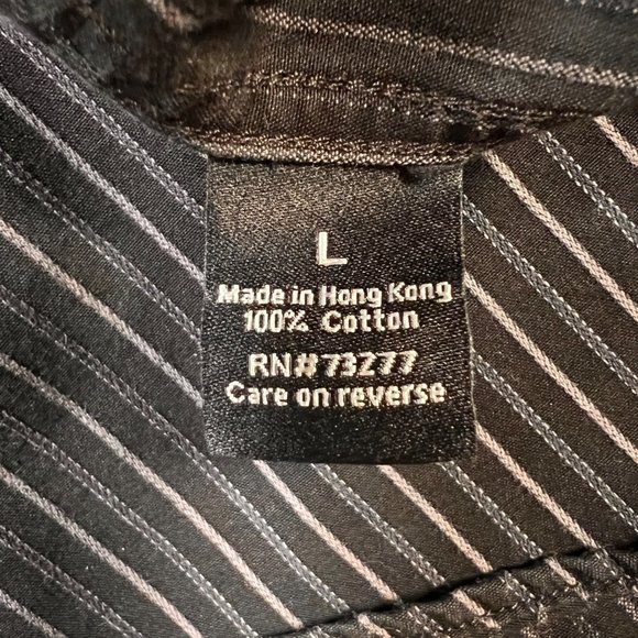 APT. 9 Shirt Men's Long Sleeve Striped Button Up Collared Black Gray Large - Picture 3 of 12